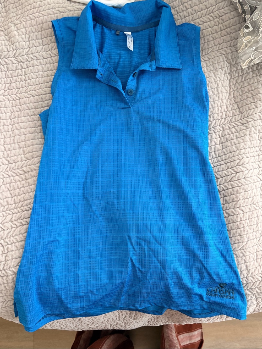 Adidas Ultimate365 Jacquard Sleeveless Polo in Lucid Ray Blue